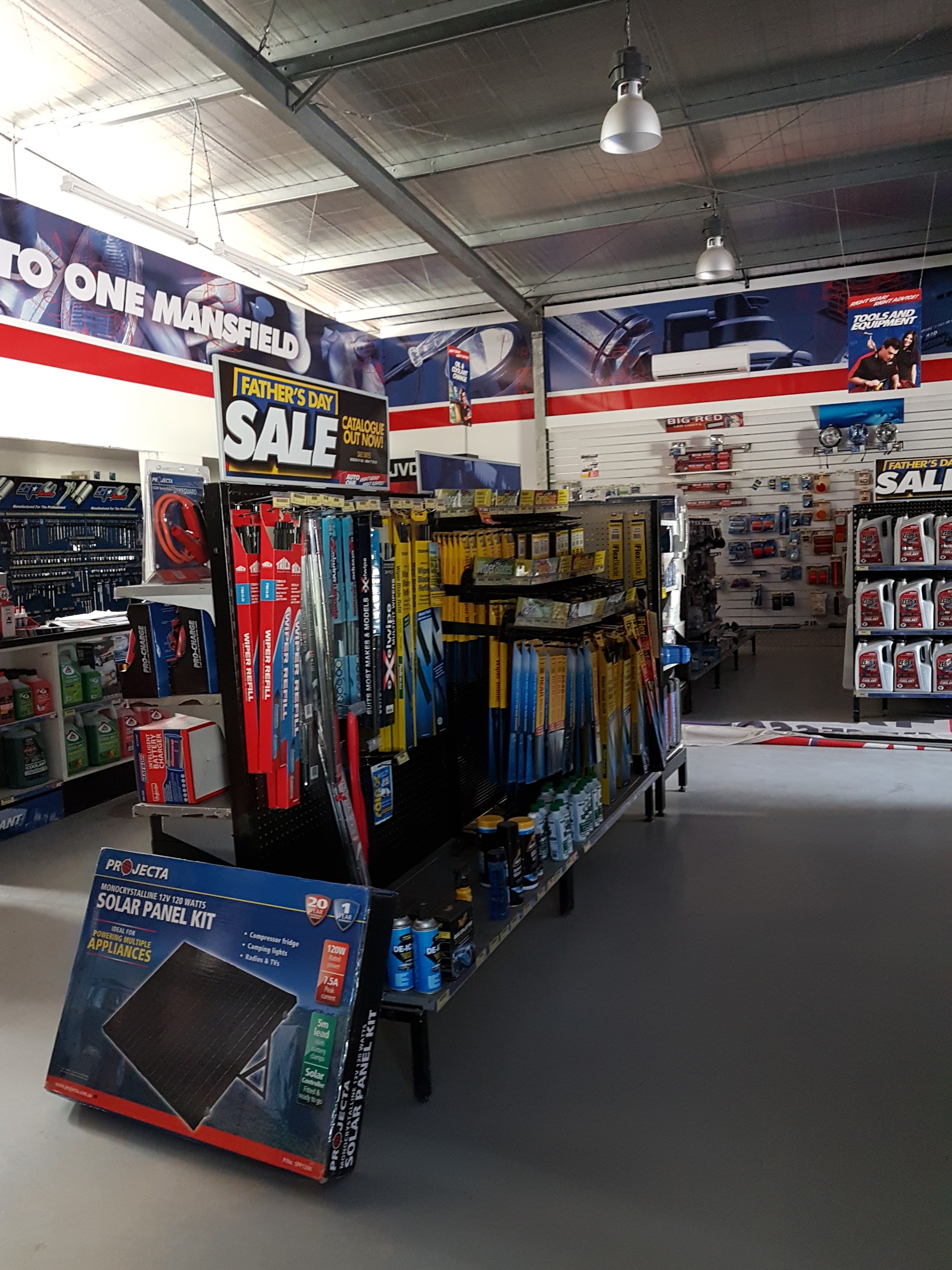 The auto parts counter and retail floor inside the shop
